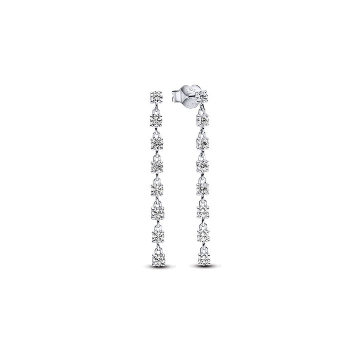 293159C01 Pandora Sterling silver drop earrings with clear cub