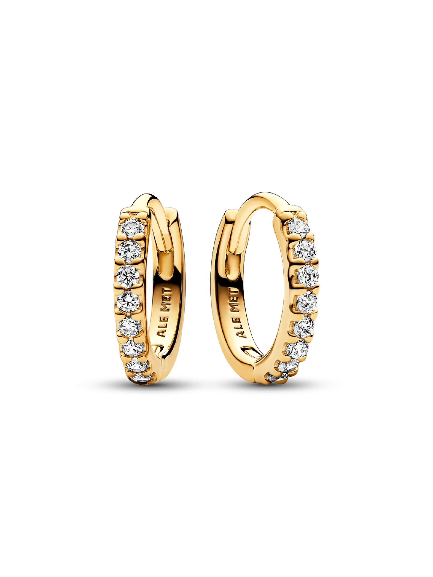 263015C01 Pandora 14k Gold-plated hoop earrings with clear cubi AW23 Cycle G