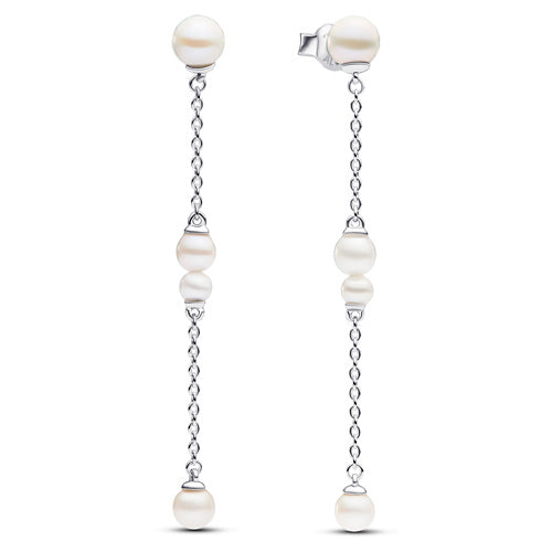 293152C01 Pandora Sterling silver drop earrings with white trea