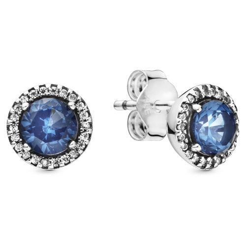 296272C01 Pandora Sterling silver stud earrings with moonlight blue crystal and clear cubic zirconia AW19 Drop 9