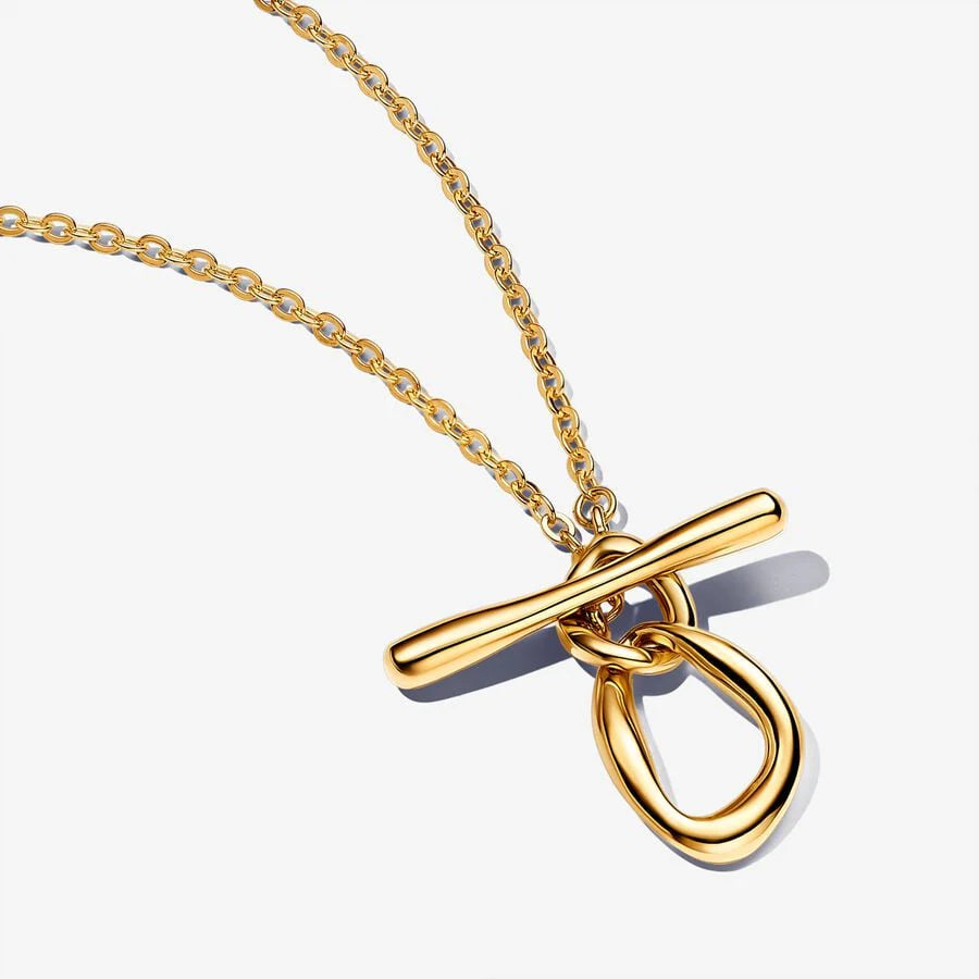 363255C00-50 Pandora 14k Gold-plated T-bar necklace