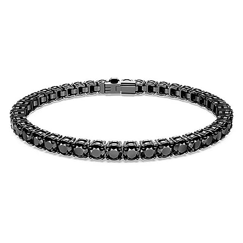 5664153 Matrix Tennis bracelet Round cut, Black, Ruthenium plated