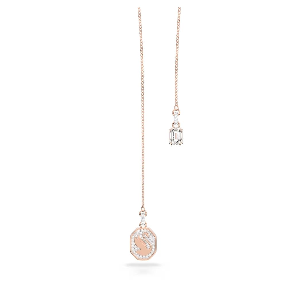 5628565 Signum Y necklace Swan, White, Rose gold-tone plated
