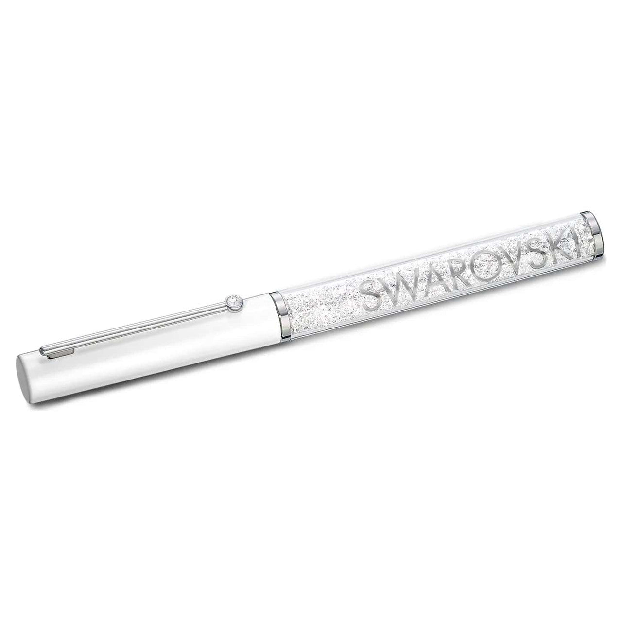 5568761 CRYSTALLINE GLOSS BALLPOINT PEN, WHITE, CHROME PLATED