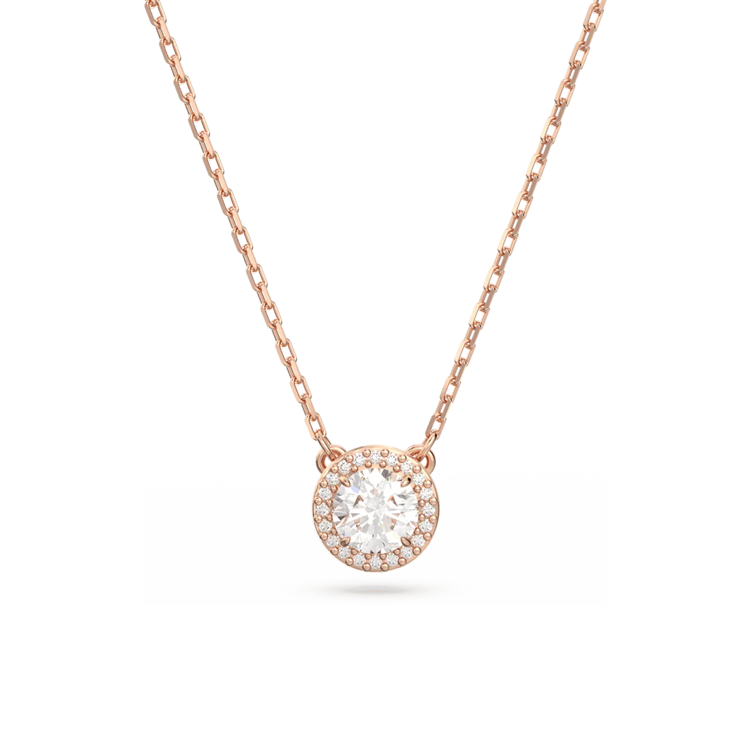5636272 Constella pendant Round cut, Pavé, White, Rose gold-tone plated