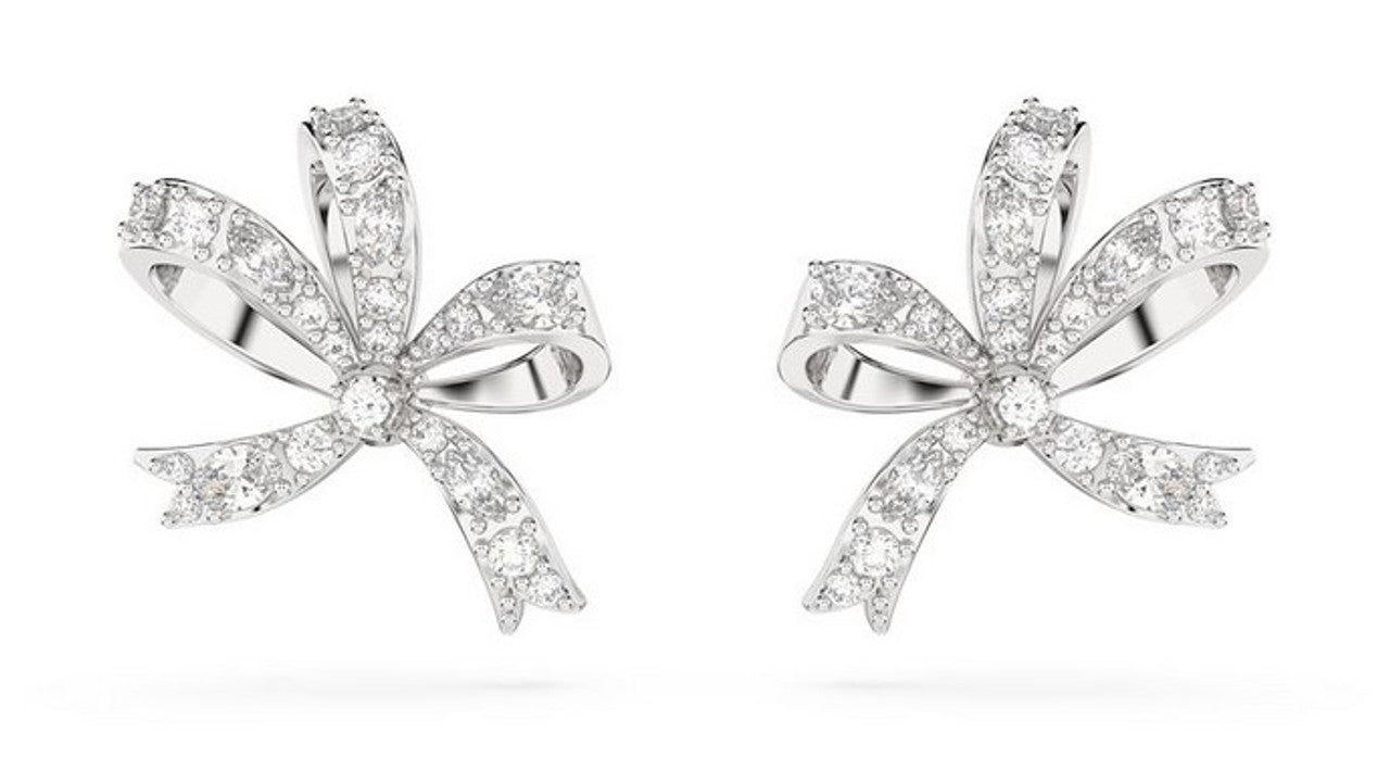 5647579 Volta stud earrings Bow, Small, White, Rhodium plated