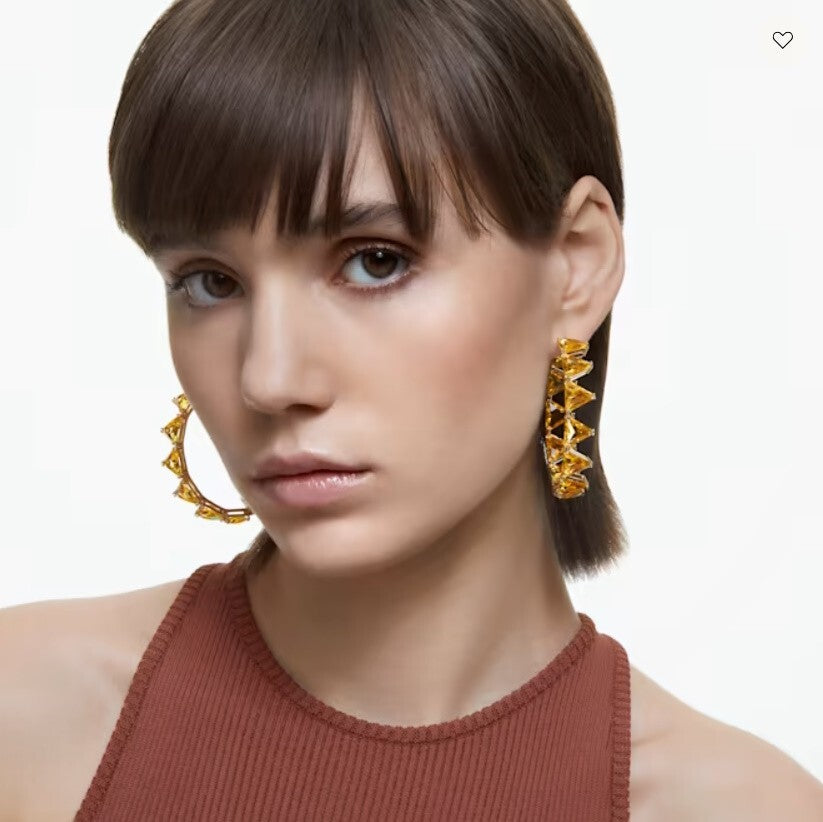 5630821 Ortyx hoop earrings Triangle cut, Yellow, Gold-tone plated