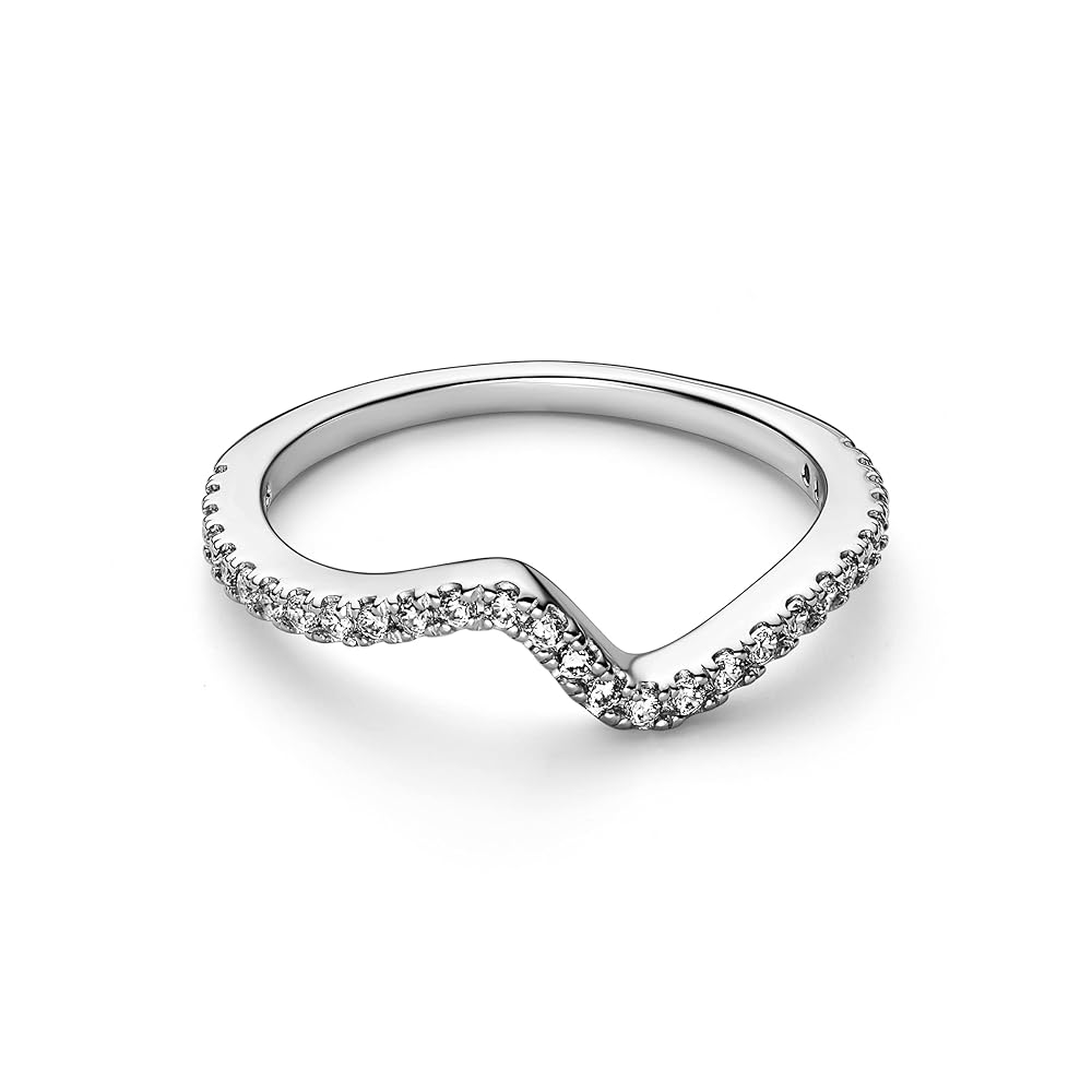 Pandora 192539C01-52 Wave sterling silver ring with clear cubic zi Sparkling Wave Ring SS23 Cycle A