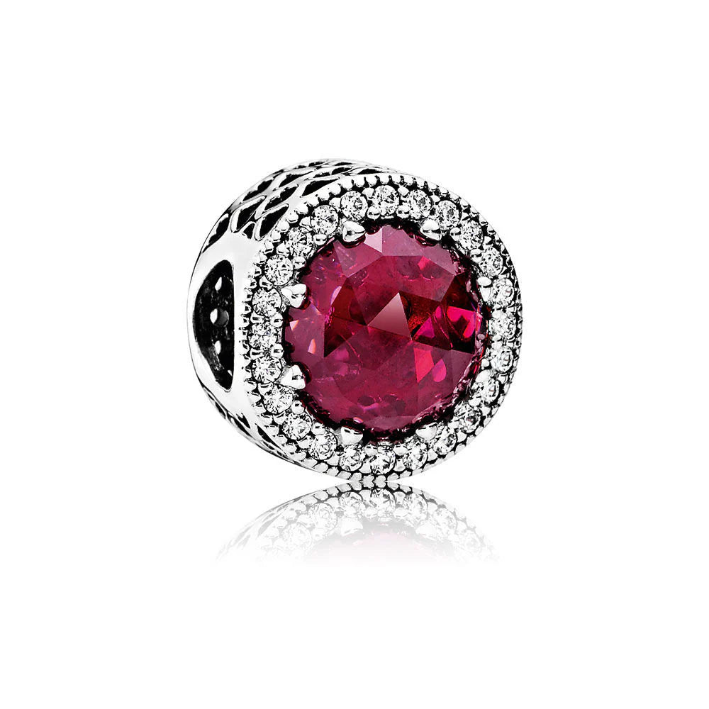 791725NCC Pandora Charm Radiant Hearts with Rose-Cut Cerise Crystal and Clear Cubic Zirconia, AW16 Drop 5, Size=38