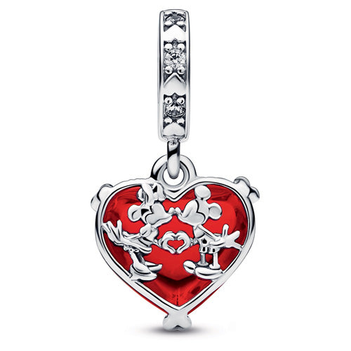 Pandora 792522C01 Disney Mickey and Minnie sterling silver dang Disney Mickey & Minnie Mouse Kiss Red Murano Glass Dangle Charm SS23 Cycle A Disney