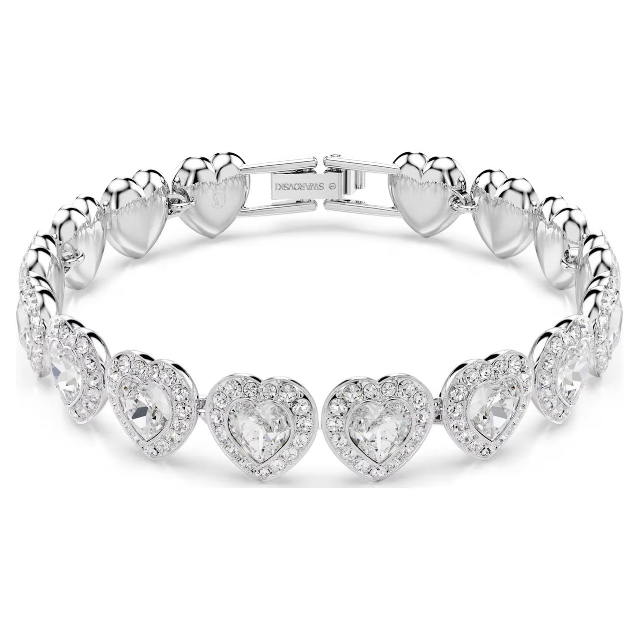 5720860 Swarovski Ariana Grande x Swarovski Tennis bracelet Mixed cuts, Heart, White, Rhodium plated