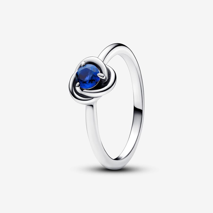 192993C09-52 Pandora Sterling silver ring with princess blue cryst