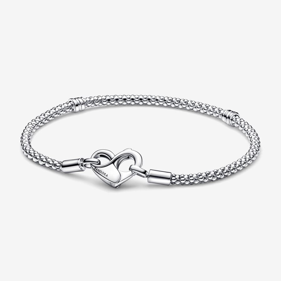 Pandora 592453C00-19 Studded chain sterling silver bracelet with h Pandora Moments Studded Chain Bracelet SS23 Cycle A