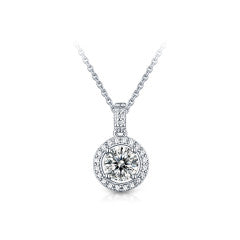 GT39S1041H029 "Francis" 1 Carat Halo Moissanite Necklace in 925 Sterling Silver