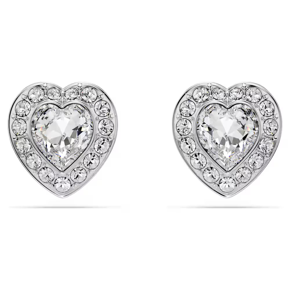 5720859 Swarovski Ariana Grande x Swarovski stud earrings Mixed cuts, Heart, White, Rhodium plated