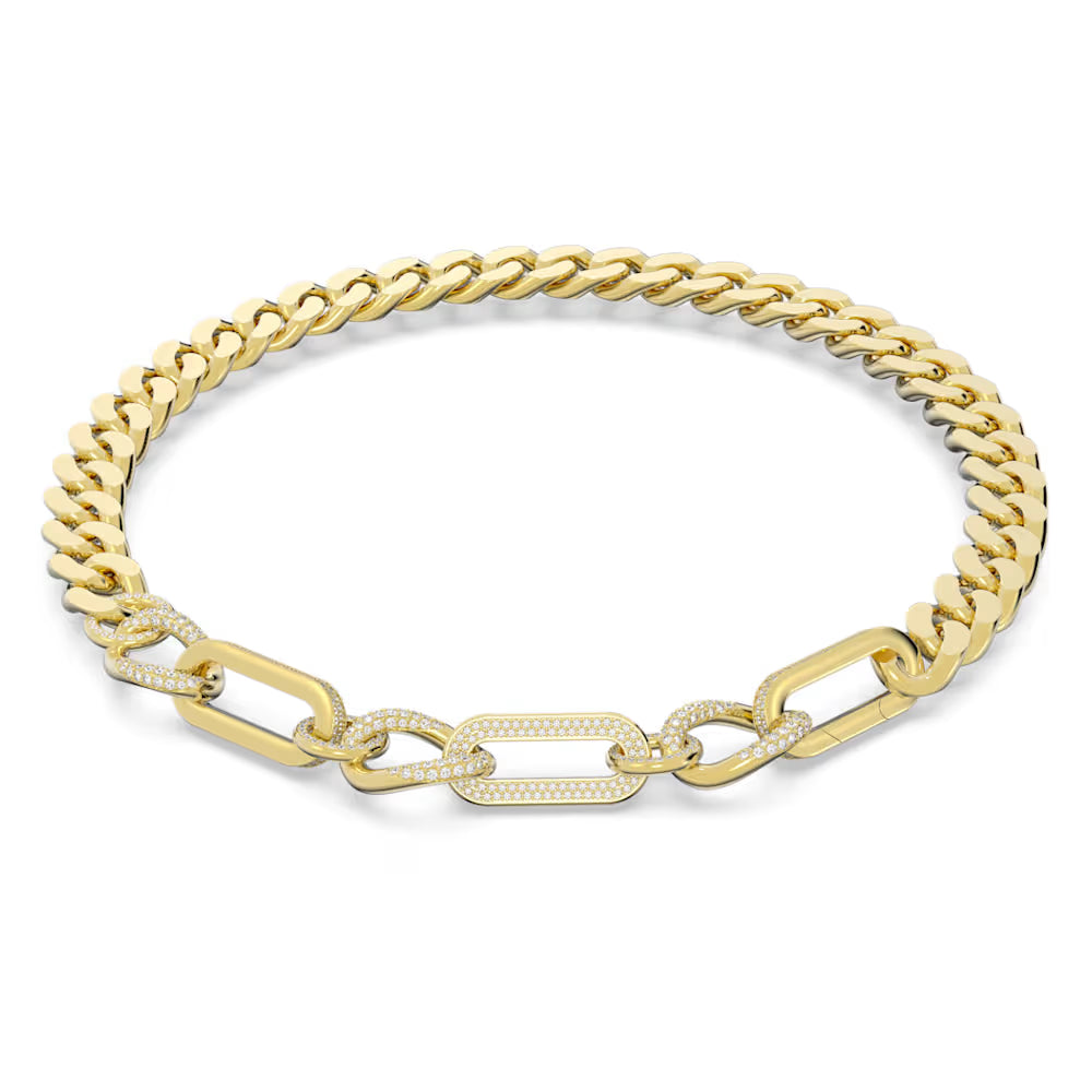 5639332 Dextera necklace Statement, Mixed links, White, Gold-tone plated
