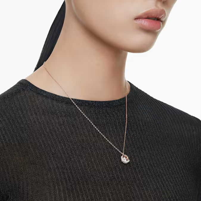 5692257 Swarovski Dextera pendant Round cut, White, Rose gold-tone plated