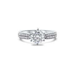 G17W1061SS-010 GEMODA "Radiance" Moissanite 1ctw Round Pave 18k Gold Engagement Ring
