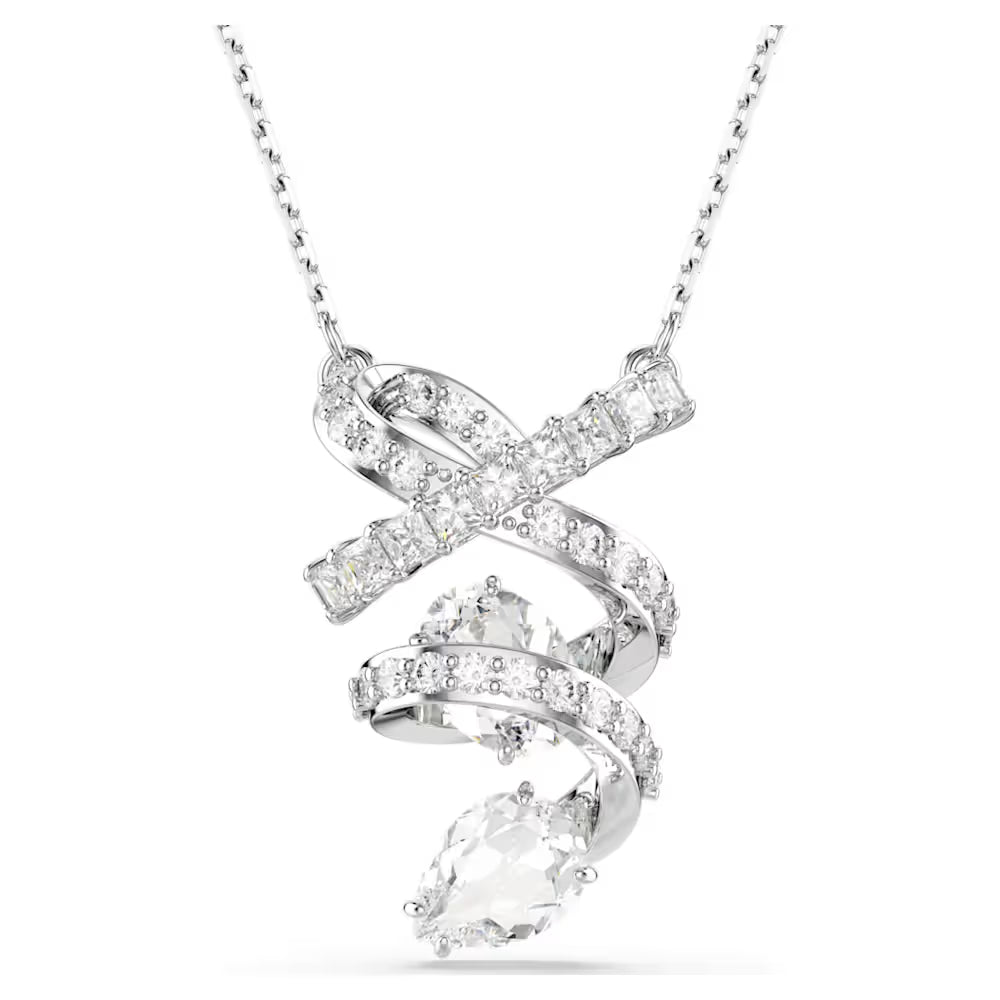 5698547 Swarovski Hyperbola pendant Mixed cuts, White, Rhodium plated