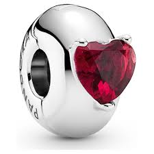 Pandora 799203C01 Heart sterling silver clip with salsa red cry SS22 Cycle A