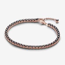 581469C02-20 Pandora 14k Rose gold-plated bracelet with black crys