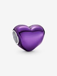 793337C01 Metallic Purple Heart Charm Sterling silver