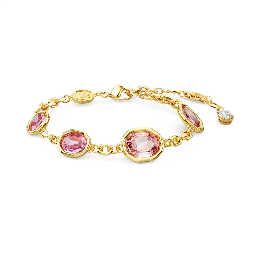 5684537 Swarovski Imber bracelet Octagon cut, Pink, Gold-tone plated