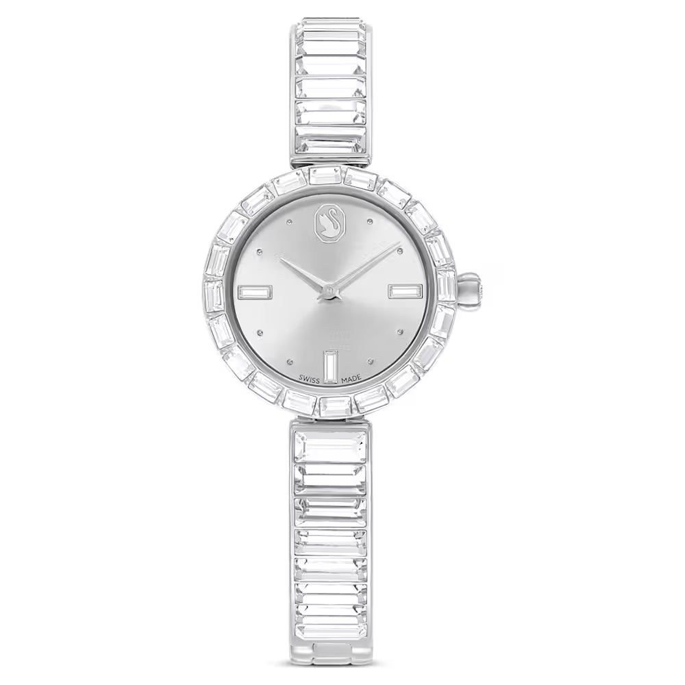5677487 Swarovski Matrix Bangle watch Swiss Made, Crystal bracelet, Silver tone, Stainless Steel