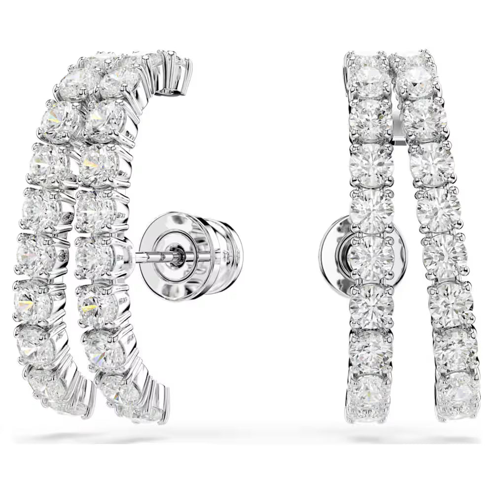 5705835 Swarovski Matrix ear cuffs Round cut, White, Rhodium plated