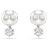 5694225 Swarovski Matrix stud earrings Crystal pearl, Round cut, White, Rhodium plated