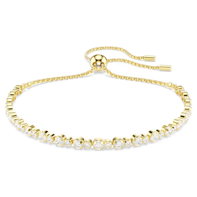 5730709 Swarovski Matrix Tennis bracelet Round cut, White, Gold-tone plated