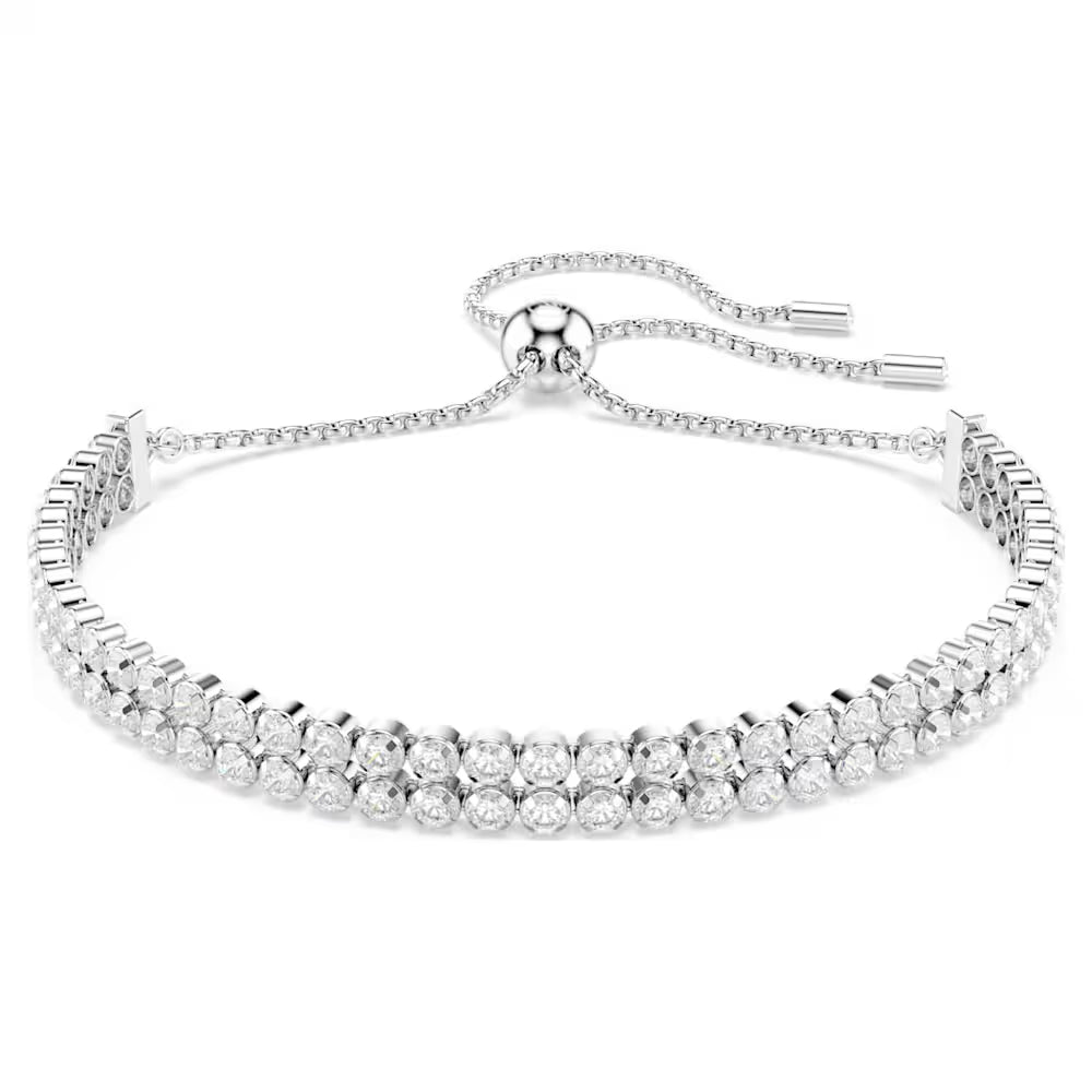 5678252 Swarovski Matrix Tennis bracelet Round cut, White, Rhodium plated