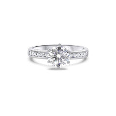 G17W1061SS-001 GEMODA "Posh" 1ctw Brilliant Round Moissanite Channel Set 18k Engagement Ring