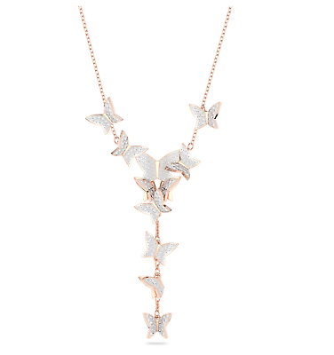 5636419 Lilia Y necklace, Butterfly, White, Rose-gold tone plated