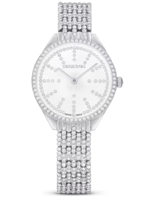 5644062 Attract watch Swiss Made, Full pavé, Metal bracelet, Silver tone, Stainless steel