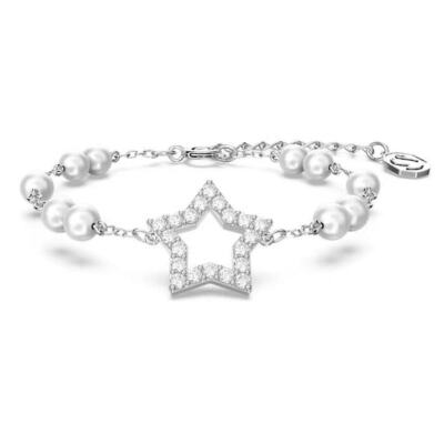 5645385 Stella bracelet Crystal pearls, Star, White, Rhodium plated