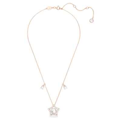5645382 Stella necklace Mixed round cuts, Star, White, Rose gold-tone plated