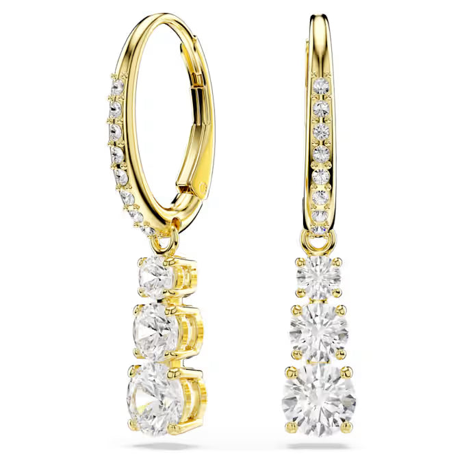 5723300 Swarovski Stilla Attract hoop earrings Round cut, White, Gold-tone plated