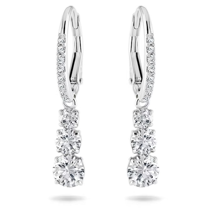 5416155 Swarovski Stilla Attract hoop earrings Round cut, White, Rhodium plated