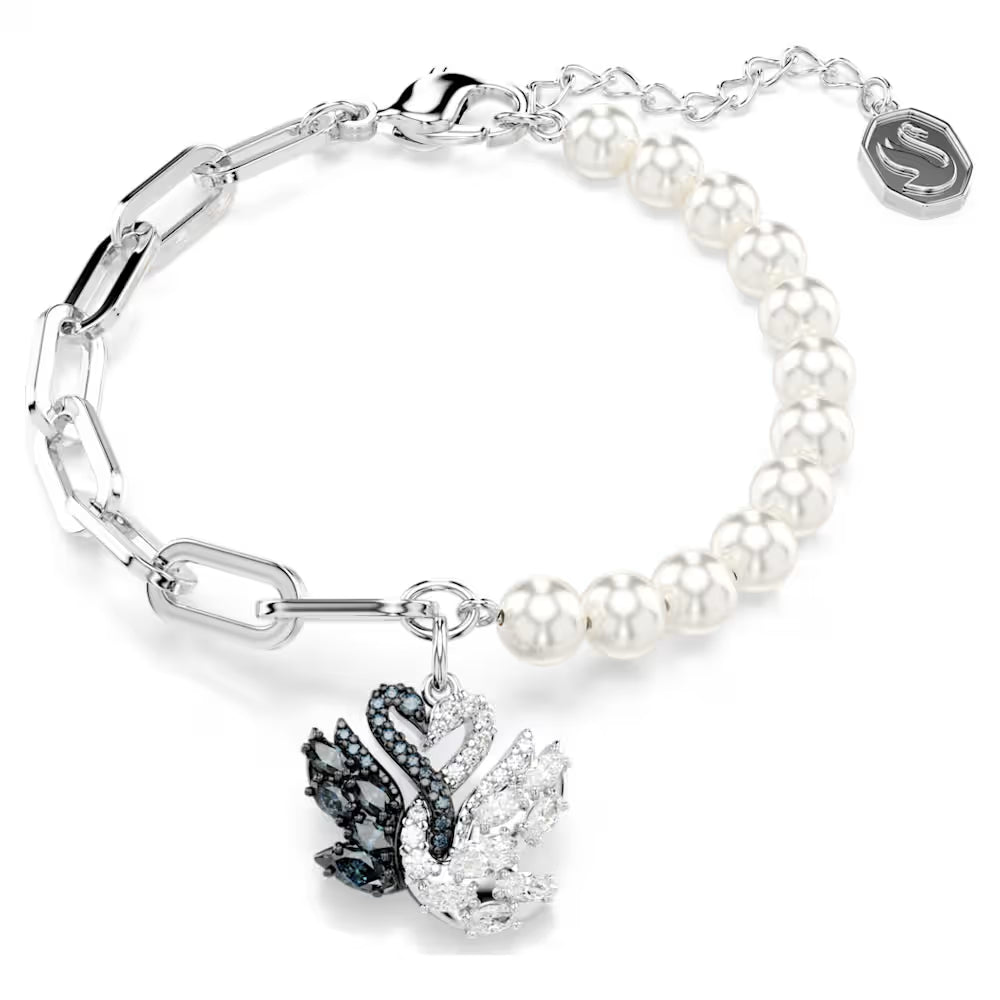 5705720 Swarovski Swan bracelet Crystal pearl, Swan, Black, Mixed metal finish