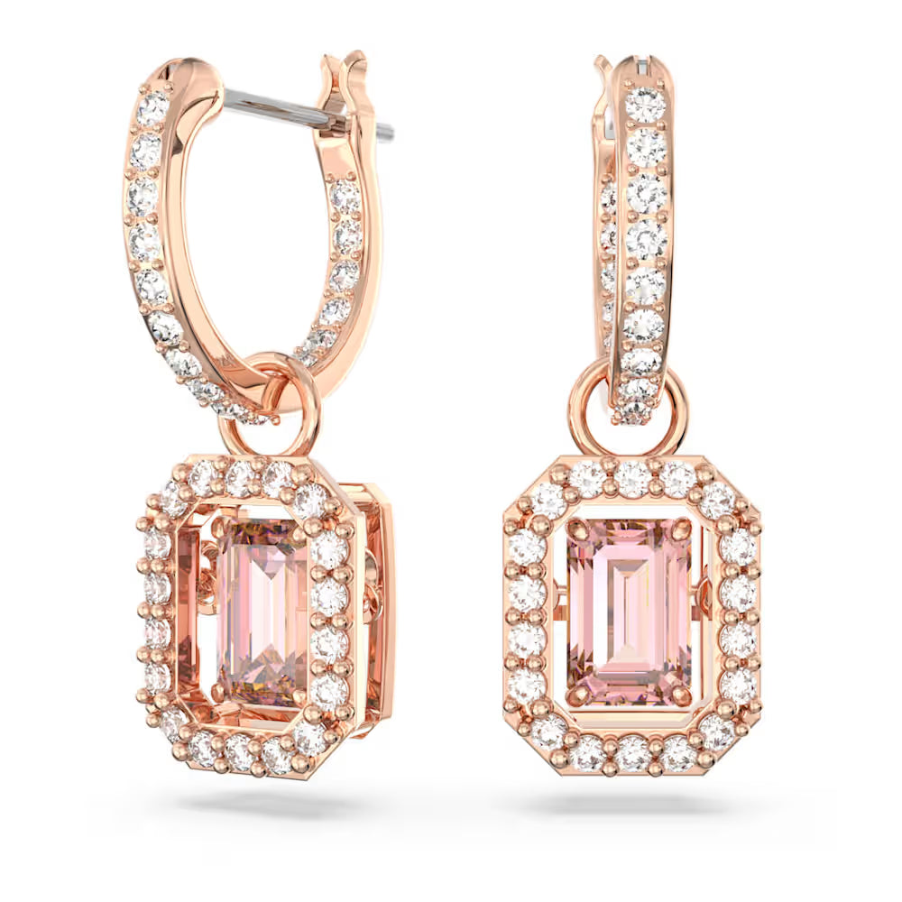 5649474 Millenia drop earrings Octagon cut, Pink, Rose gold-tone plated