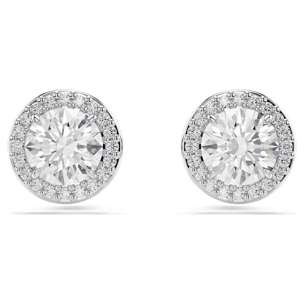 5636269 Constella stud earrings Round cut, Pavé, White, Rhodium plated