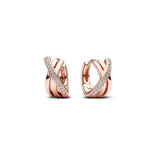283150C01 Pandora 14k Rose gold-plated hoop earrings with clea