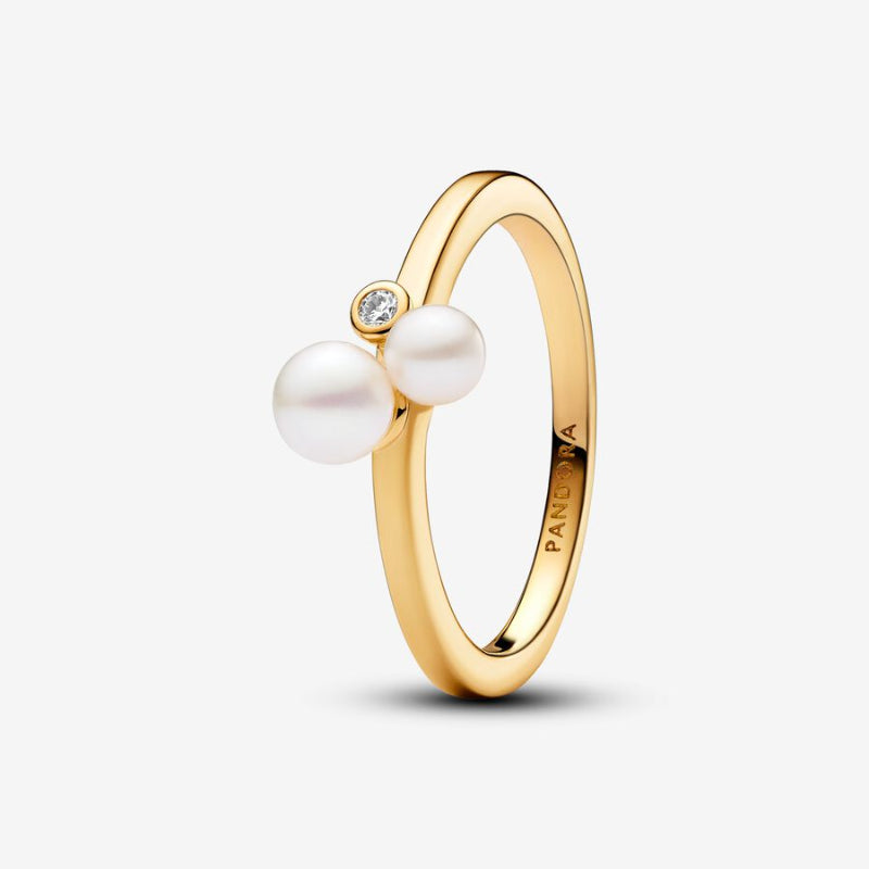 163156C01-52 Pandora 14k Gold-plated ring with white treated fresh