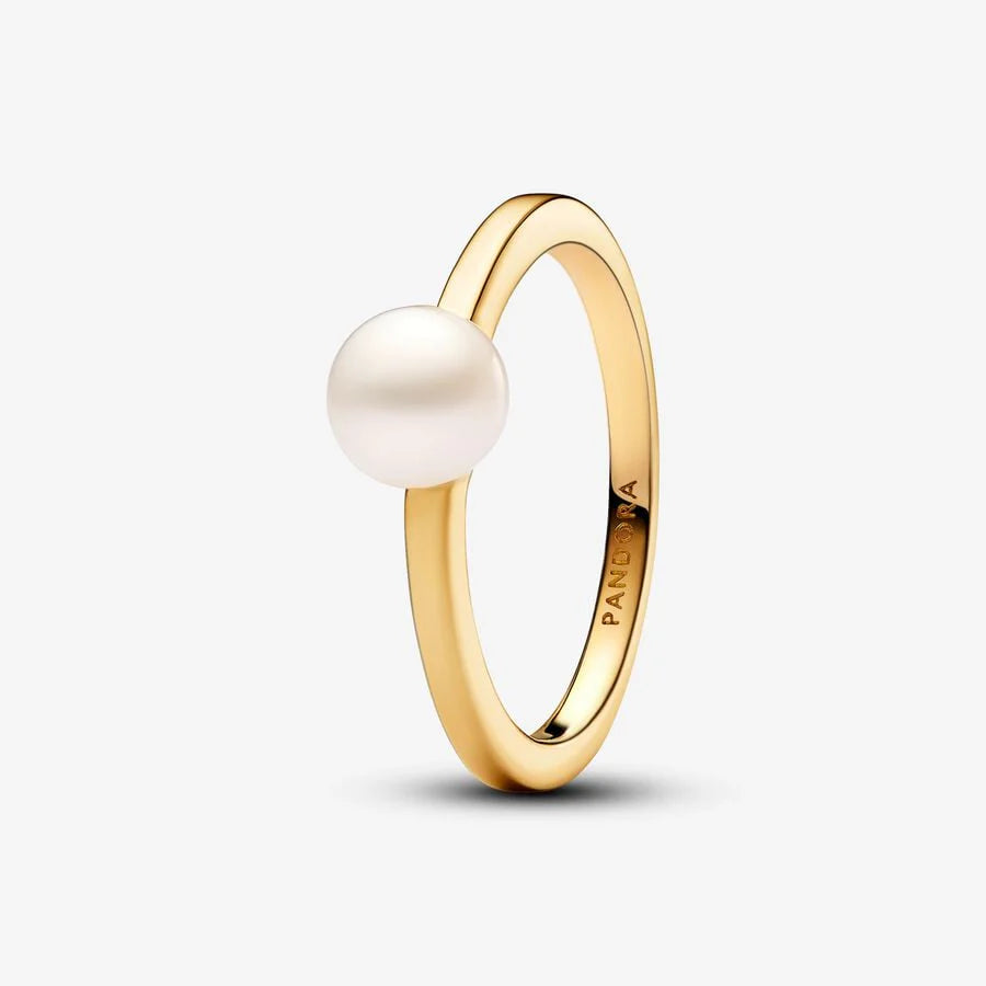 163157C01-52 Pandora 14k Gold-plated ring with white treated fresh