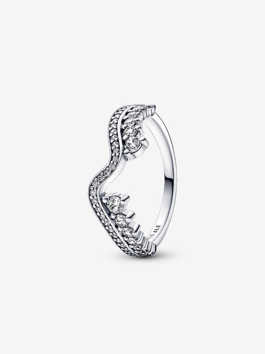 Pandora 192543C01-56 Wave sterling silver ring with clear cubic zi Sparkling Asymmetric Wave Ring SS23 Cycle A