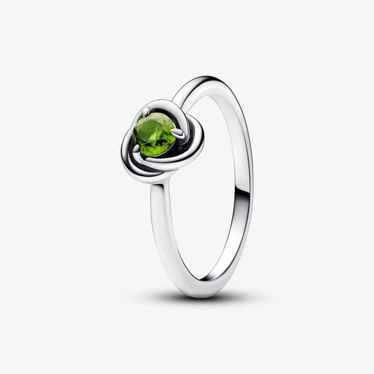 192993C08-56 Pandora Sterling silver ring with spring  green crysta