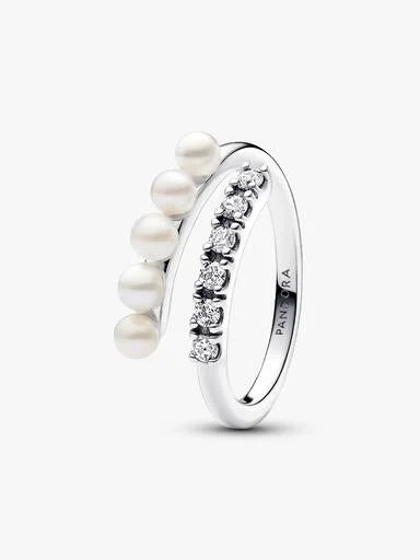 193145C01-54 Pandora Sterling silver open ring with white treated
