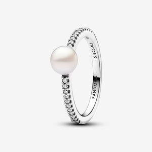 193158C01-56 Pandora Sterling silver ring with white treated fresh