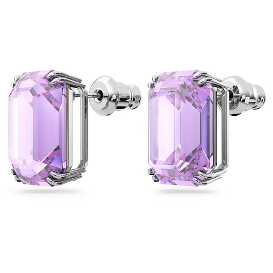 5638493 Millenia stud earrings Octagon cut, Purple, Rhodium plated